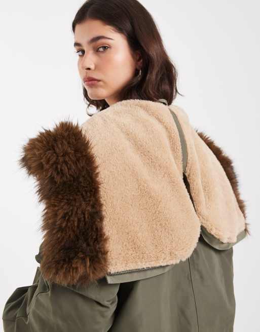 ASOS DESIGN - Bomberparka met houtje-touwtje details in kaki, 2 van 4