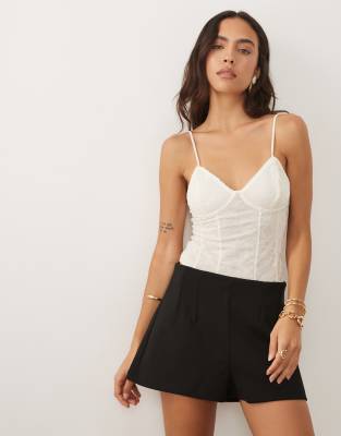 ASOS DESIGN bonded crepe shorts co-ord in black in scuba-style fabric