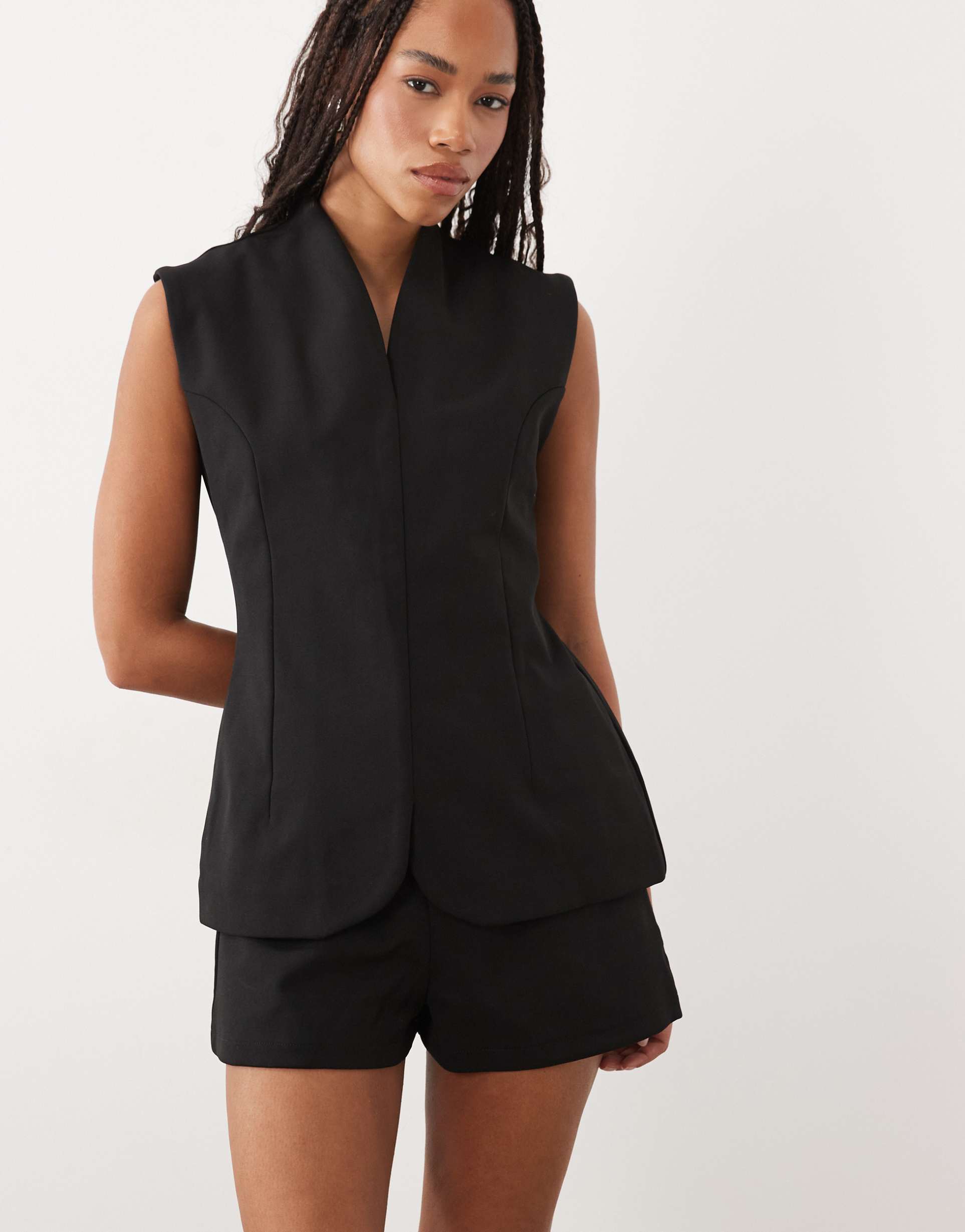 ASOS DESIGN bonded crepe shorts in black scuba-style fabric - part of a set