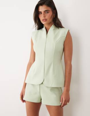 Asos Design Bonded Crepe Shorts In Green