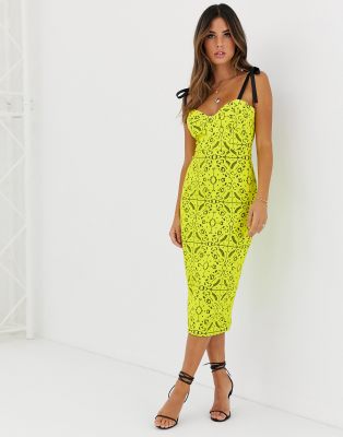 asos green lace midi dress