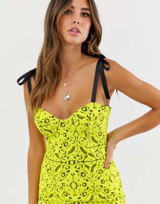 asos design bonded geometric lace midi dress