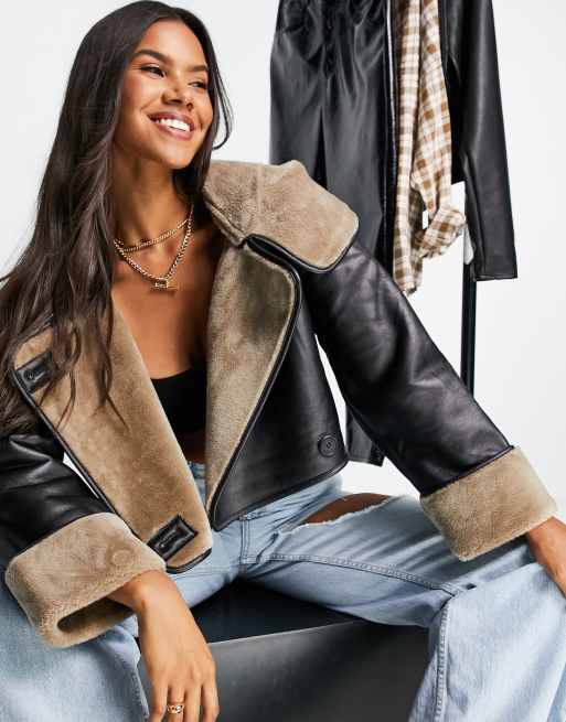 Cropped aviator jacket on sale womens