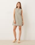 [ASOS DESIGN] ASOS DESIGN bonded mini shift dress with pocket detail in sage-Green 12 Sage