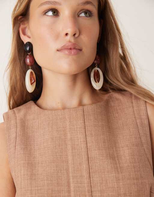 ASOS DESIGN bonded mini shift dress with pocket detailing in camel