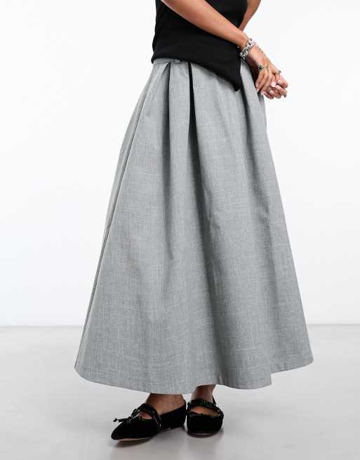 ASOS DESIGN bonded prom midi skirt in grey