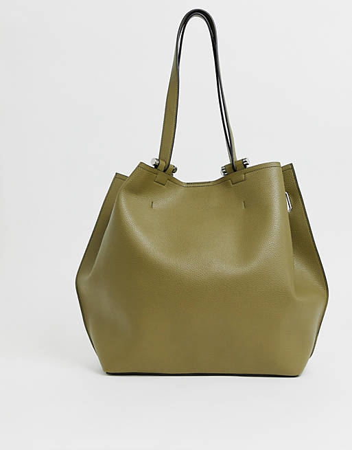 ASOS DESIGN bonded shopper bag with reverse seam detail