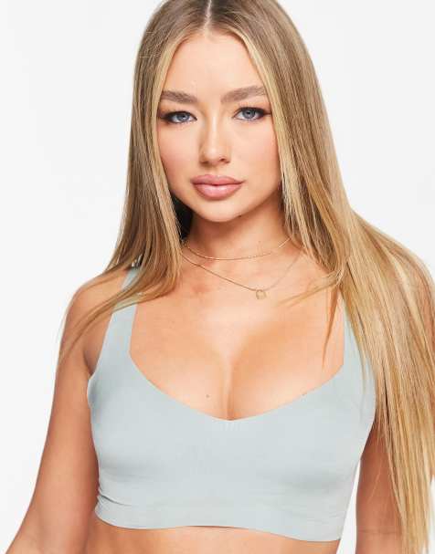 ASOS DESIGN bonded smoothing microfiber soft padded bra in sage - view 1