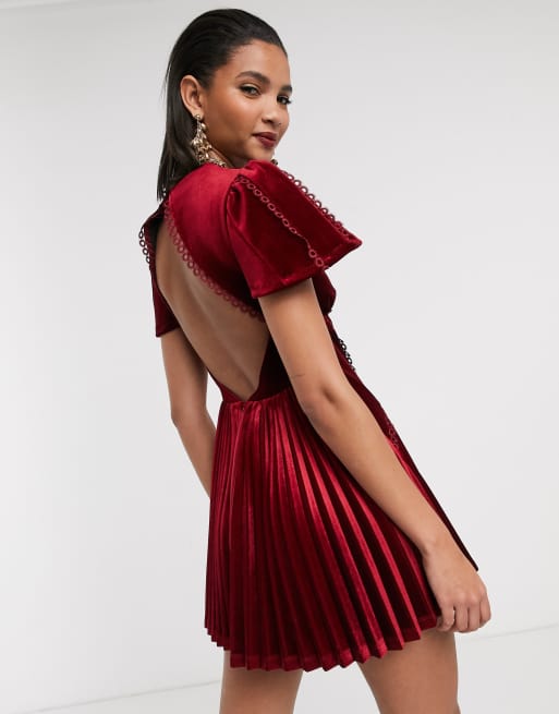 Asos velvet shop pleated dress