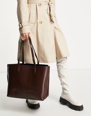 ASOS DESIGN bonded workwear tote bag in brown