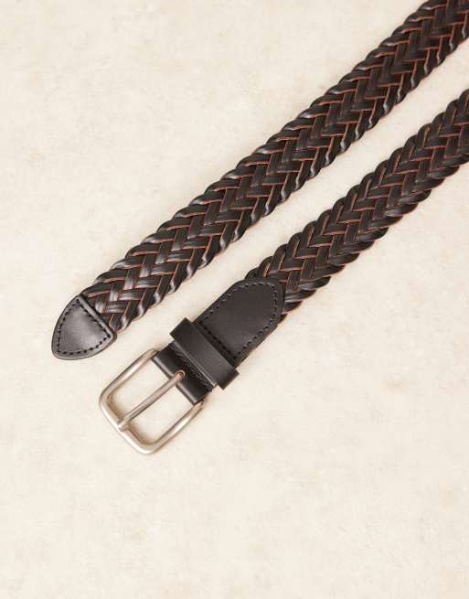 ASOS DESIGN bonded woven leather belt in black, 2 of 3
