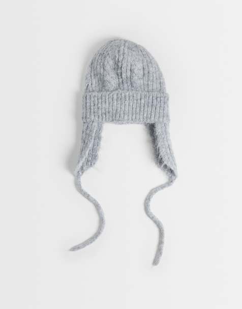 ASOS DESIGN bonnet à cache-oreilles en tricot gris - view 1