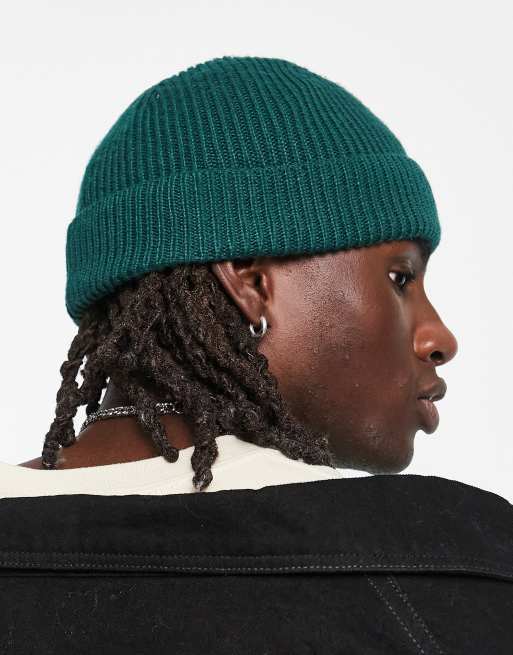 ASOS DESIGN - Bonnet à côtes anglaises - Vert foncé
