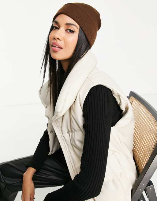 ASOS DESIGN - Bonnet à large revers - Marron foncé - BROWN