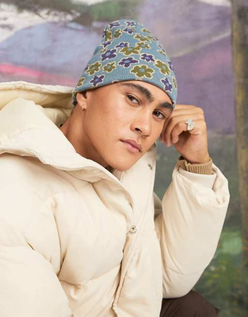 ASOS DESIGN - Bonnet à motif fleuri style années 90 - Bleu