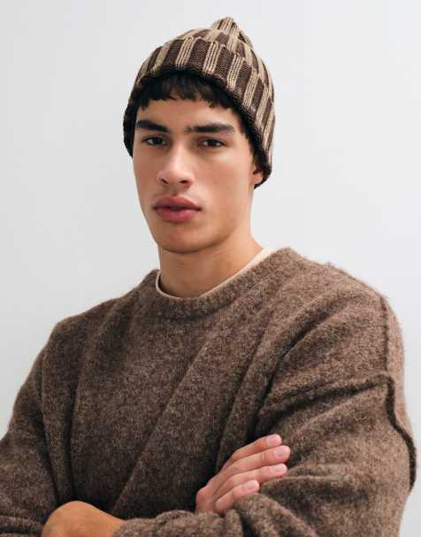 ASOS DESIGN bonnet côtelé épais en maille délavé clair beige - view 1