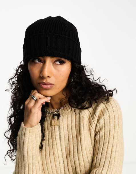 ASOS DESIGN - Bonnet côtelé style pêcheur en polyester recyclé - Noir