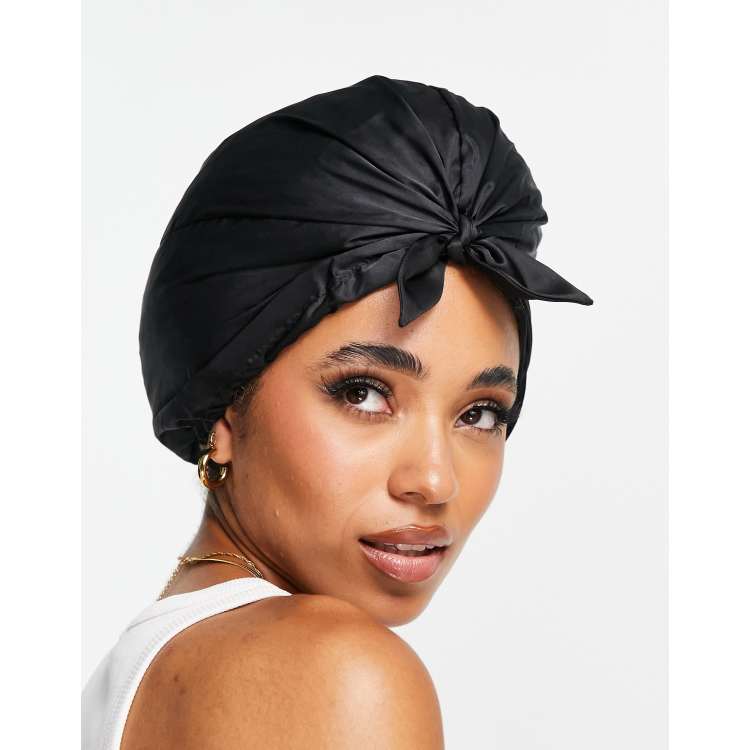 Bonnet de nuit en satin couleur noire XL