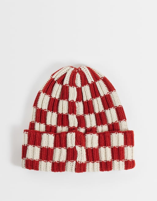 ASOS DESIGN - Bonnet en crochet à damier - Orange, 3 de 3