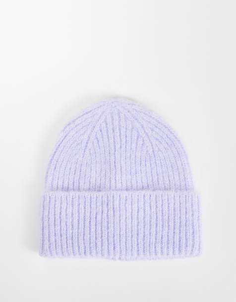 ASOS DESIGN bonnet en grosse maille lilas - view 1