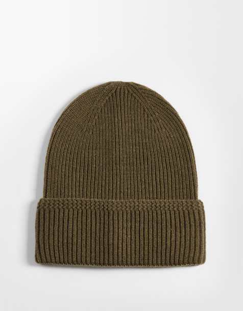 ASOS DESIGN - Bonnet en maille côtelée avec bordure à motif - Kaki - view 1