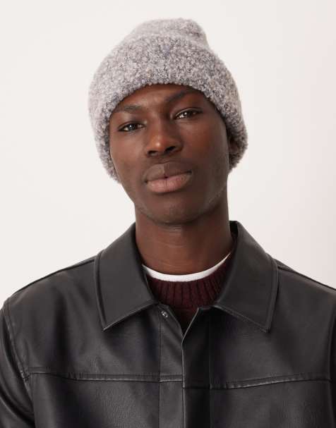 ASOS DESIGN - Bonnet en maille côtelée bouclée - Gris - view 1