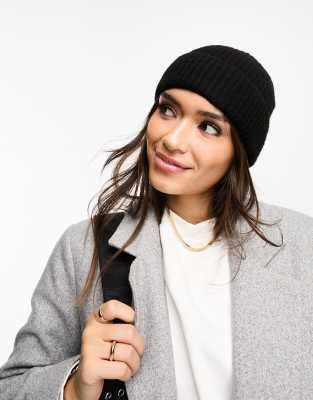 ASOS DESIGN rib knit beanie in black   - ASOS Price Checker