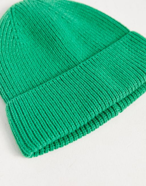 ASOS DESIGN - Bonnet en maille côtelée - Vert