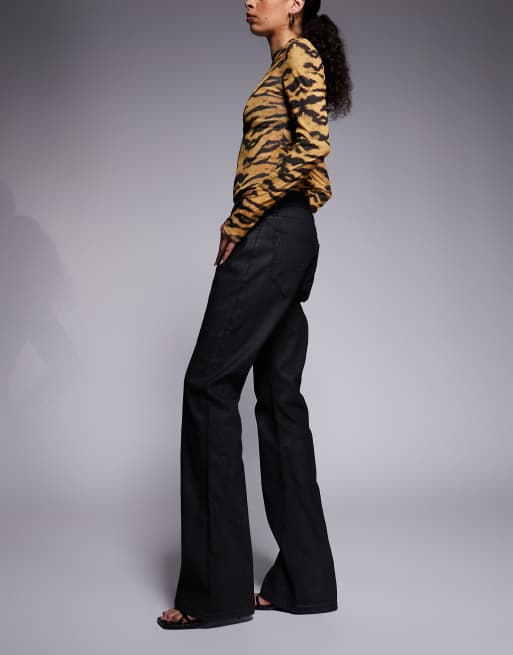ASOS DESIGN bootcut flare jeans in black coated, 2 of 5