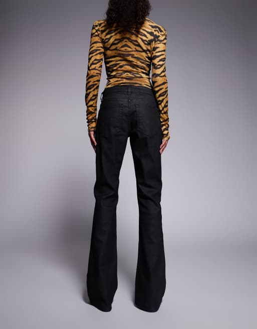 ASOS DESIGN bootcut flare jeans in black coated, 3 of 5