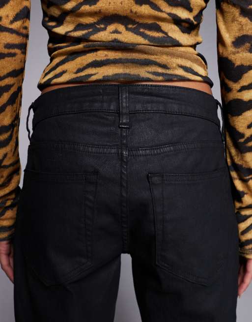 ASOS DESIGN bootcut flare jeans in black coated, 4 of 5