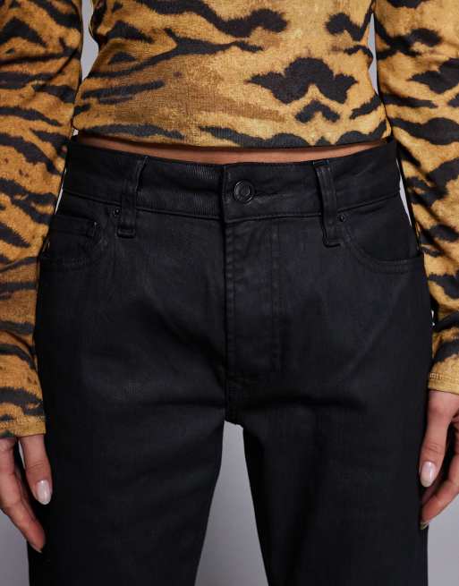 ASOS DESIGN bootcut flare jeans in black coated, 5 of 5