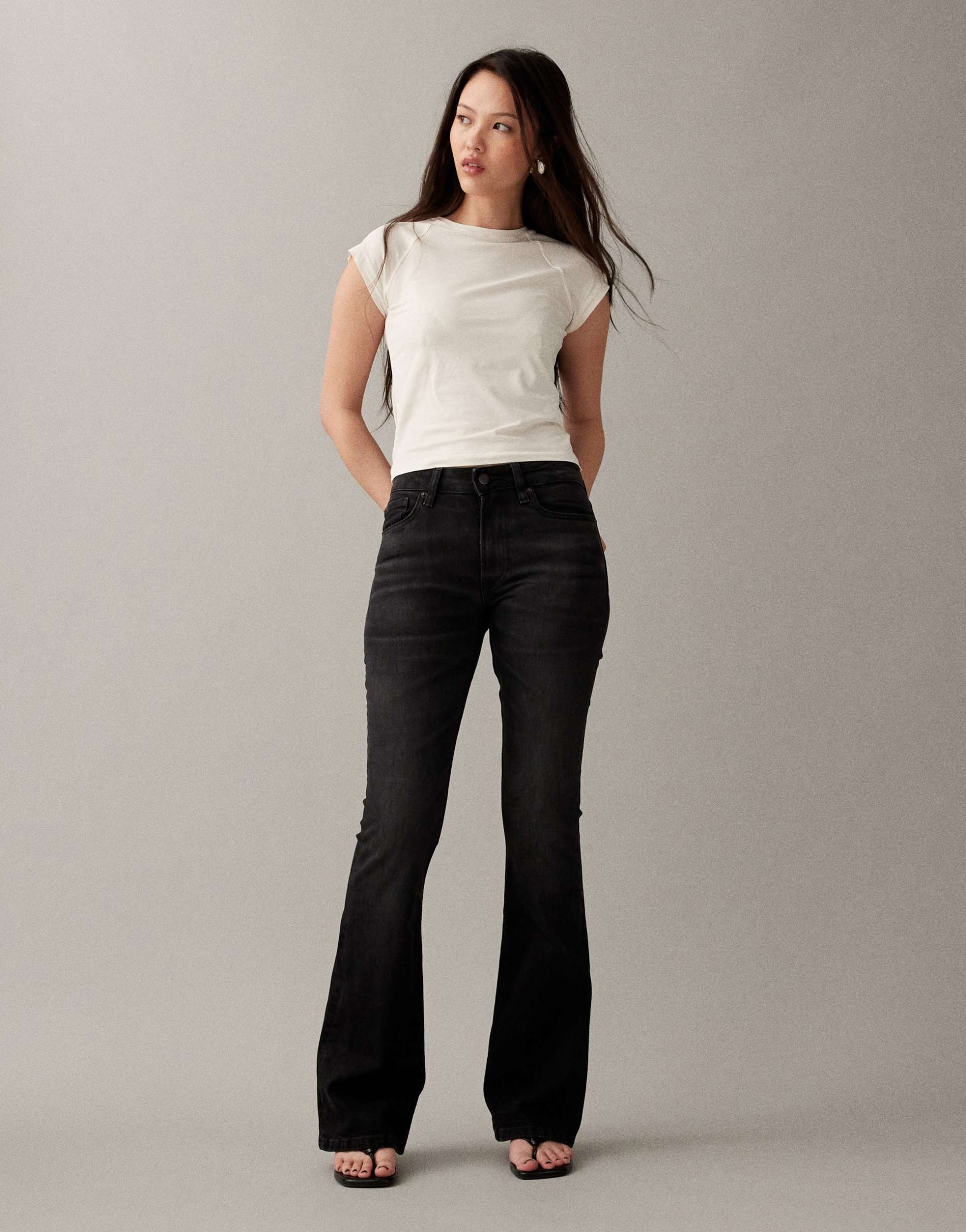 asos design bootcut flare jeans in black