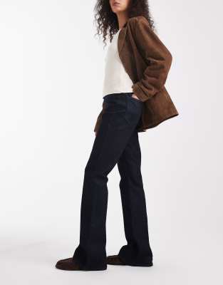 Asos Design Bootcut Flare Jeans With Pocket Front Detail In Blue