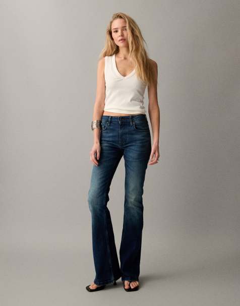 ASOS DESIGN bootcut flare jeans in dark mid wash