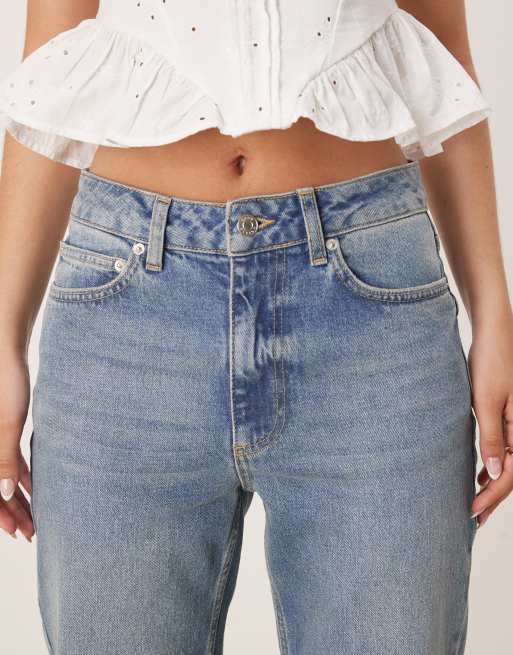 ASOS DESIGN bootcut jeans in mid wash blue , 5 of 5