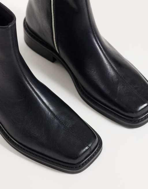 ASOS DESIGN boots med dragkedja och dekorativ söm i svart, 3 av 5