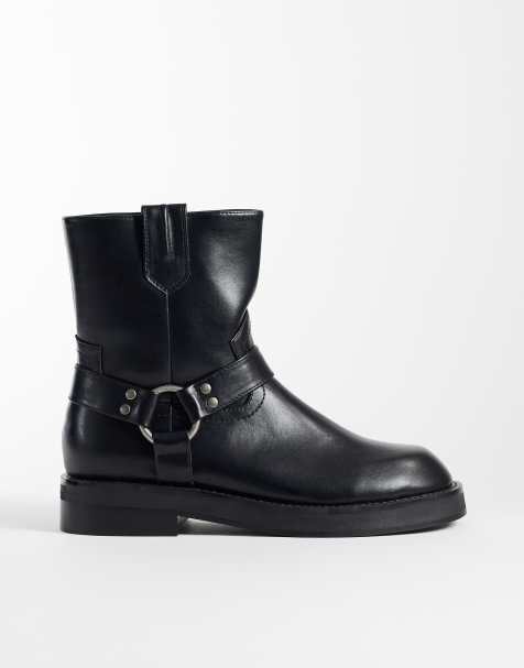 ASOS DESIGN boots med dragkedja, rem och metalldetaljer i svart - view 1