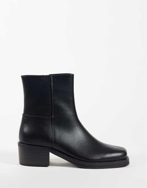 ASOS DESIGN boots med klack och dragkedja i svart - view 1