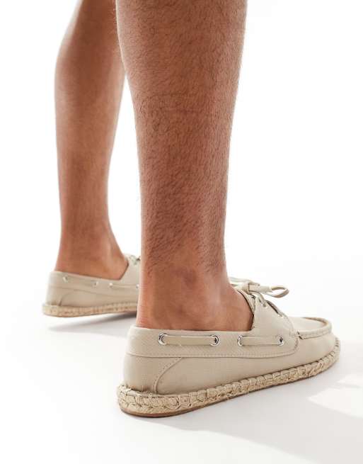 ASOS DESIGN - Bootschoen-espadrilles van canvas in stone, 3 van 4