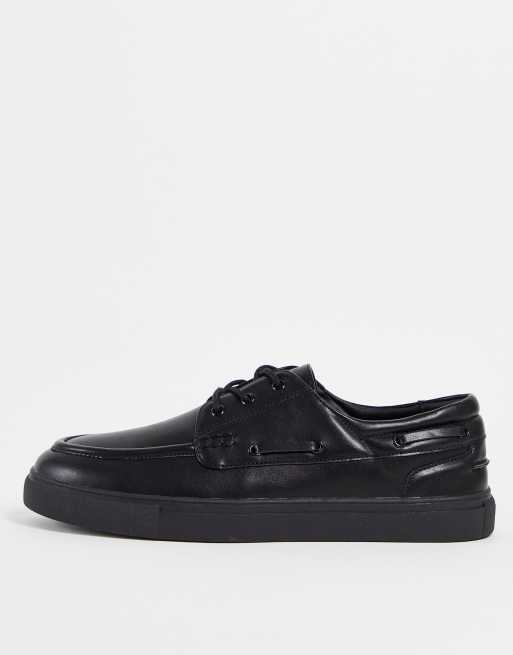 ASOS DESIGN - Bootschoenen in zwart imitatieleer met zwarte zool