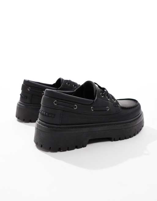 ASOS DESIGN - Bootschoenen met veters en dikke zool in zwart, 2 van 4