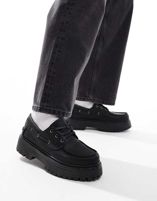 ASOS DESIGN - Bootschoenen met veters en dikke zool in zwart, 3 van 4