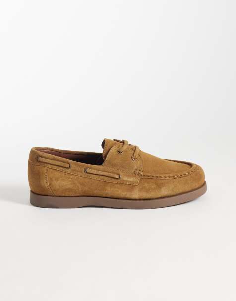 ASOS DESIGN - Bootschoenen met veters en rubberen zool in lichtbruin suède - view 1