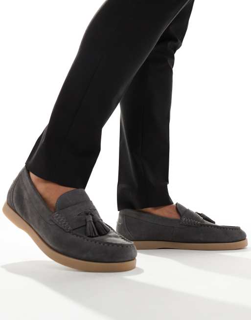ASOS DESIGN - Bootschoenen van suède met natuurlijke zool in grijs