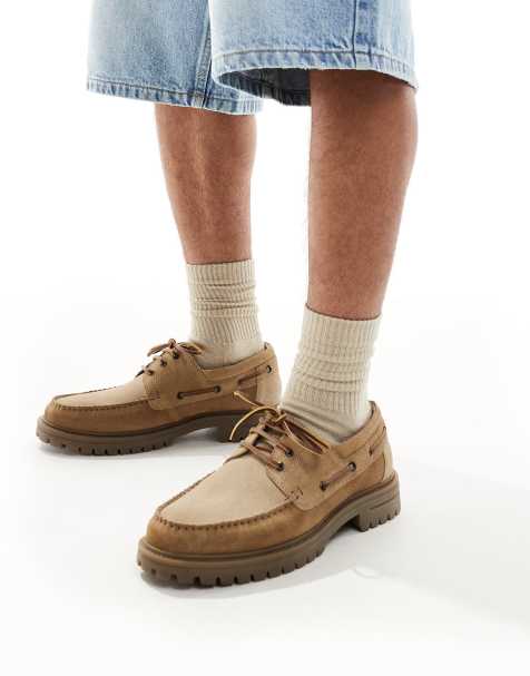 ASOS DESIGN – Bootsschuhe aus Leder und Wildleder mit gerillter Sohle - view 1