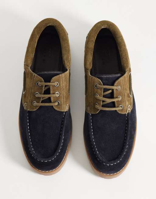 ASOS DESIGN – Bootsschuhe aus Wildleder in Khaki und Marineblau mit Profilsohle, 2 von 4