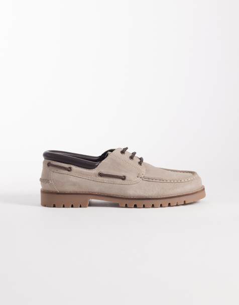 ASOS DESIGN – Bootsschuhe aus Wildleder in Steinbeige mit gerillter Sohle - view 1