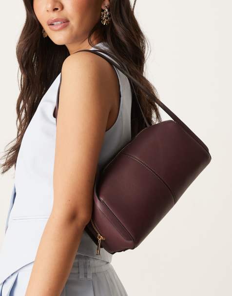 ASOS DESIGN - Bordeaux bowler-skuldertaske med tekstur - view 1