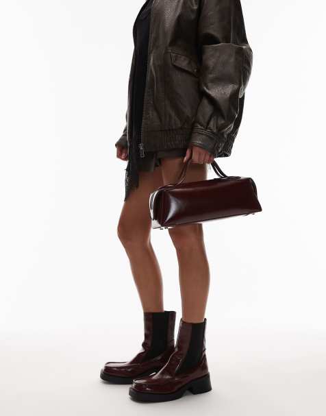 ASOS DESIGN - Bordeaux bowler-taske med aflangt håndtag øverst - view 1